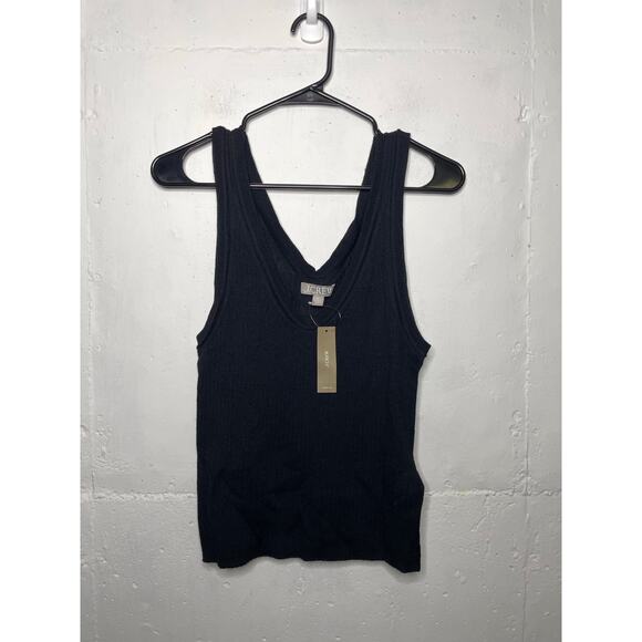 NEW J.Crew Womens Knit Merino Wool Linen Black Sweater Tank Top Size Medium - Picture 1 of 7